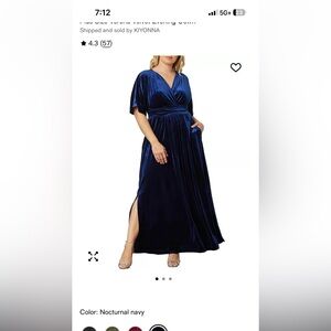 Kiyonna Nocturnal Navy Velvet Maxi Skirt with Side Slit